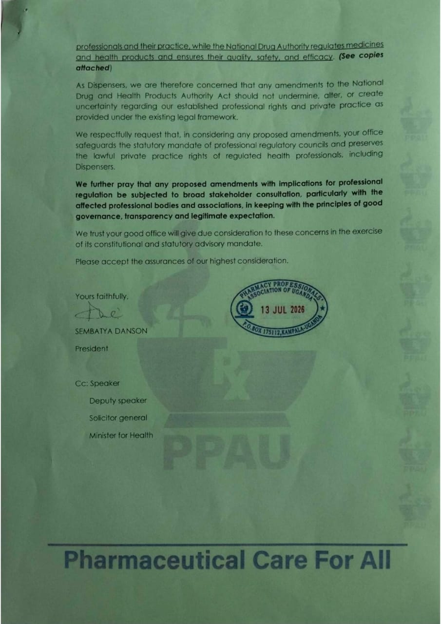 PPAU letter to the Attorney General regarding the NDHPA Act